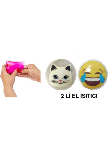 Gülen Emoji,kedi Cep Sobası,el Isıtıcı,2 Adet Sıcak Su Torbası Pvc 9cm