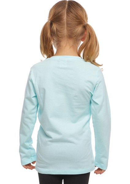 Uçuk Turkuaz Basic Unisex Çocuk Mevsimlik Sıfır Yaka Uzun Kollu Tişört modelleri