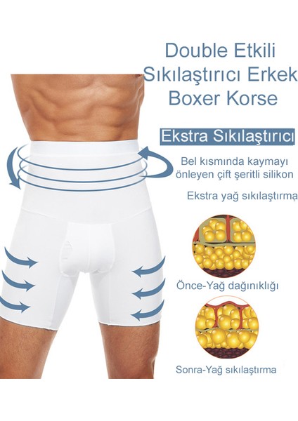 Dikişsiz Yüksek Bel Göbek Toparlayıcı Sıkılaştırıcı Göbek Düzleştirici Erkek Boxer Korse Beyaz fiyatları