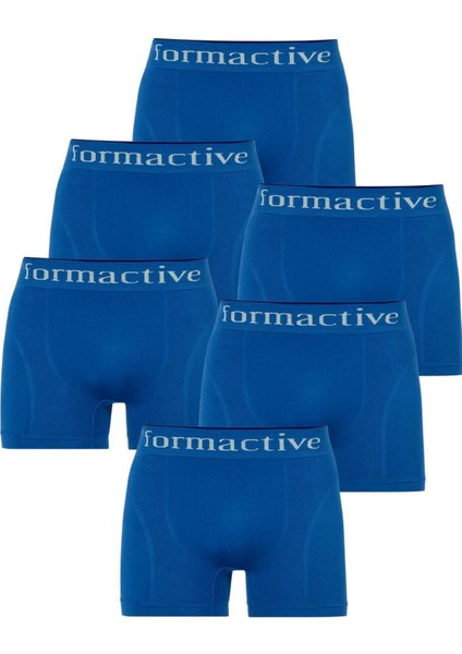 Dikişsiz Microfiber Likralı Erkek Iç Çamaşırı Boxer Mavi 6 Adet