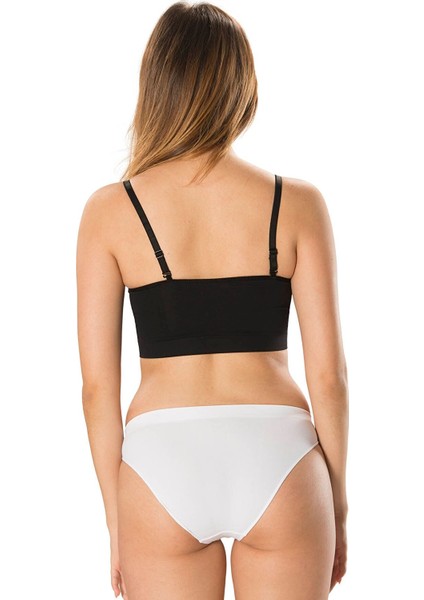 Ayar Askılı Ince Askılı Crop Top Toparlayıcı Pedli Büstiyer Siyah modelleri