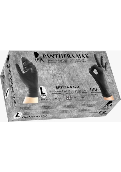 Extra Kalın Pudrasız Nitril Eldiven, 100'LÜ Paket, Çok Dayanıklı, Uzun Ömürlü
