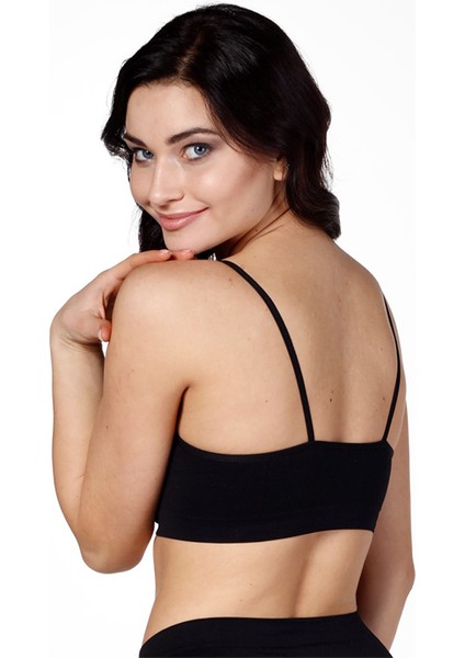 Ince Askılı Sporcu Kadın Büstiyer Korse Siyah modelleri