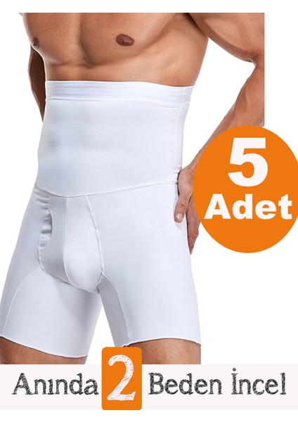 5 Adet Erkek Dikişsiz Yüksek Bel Göbek Toparlayıcı Sıkılaştırıcı Boxer Korse