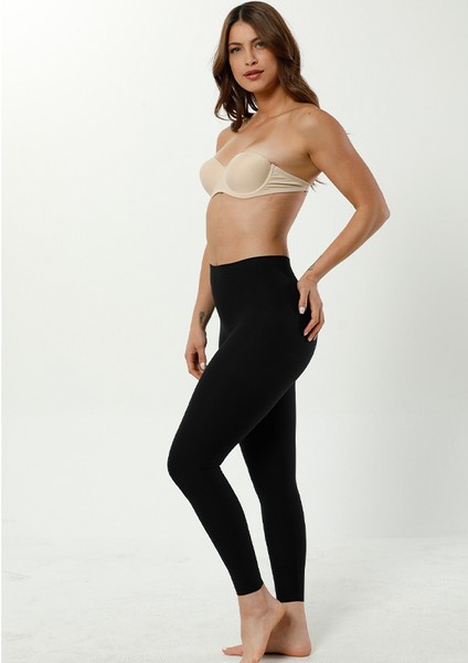 Kadın Siyah Lazer Kesim Dikişsiz 2 Beden Incelten Kadın Korse Tayt