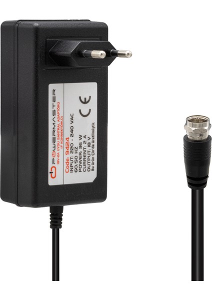 XML Dünyası Powermaster 18 Volt- 2 Amper F Konnektörlü Uydu Santral Adaptörü