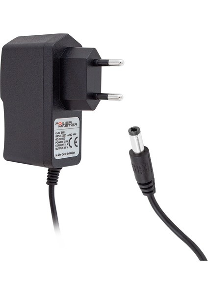 XML Dünyası Powermaster PM-8118 12 Volt - 1 Amper 5.5*2.5 Uçlu Plastik Kasa Priz Tipi Adaptör