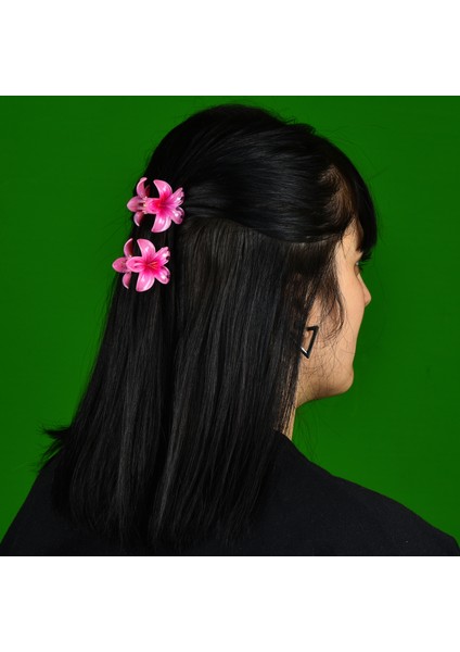 Mini Ikili Lotus Çiçeği Mandal Saç Tokası