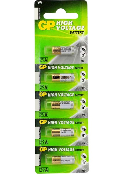 Gp 29A 9 Volt 5li Paket Alarm Pili