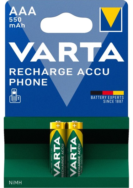 Varta Nı-Mh 1.2 Volt - 550 Mah HR03 Aaa Şarjlı 2li Ince Kalem Pil