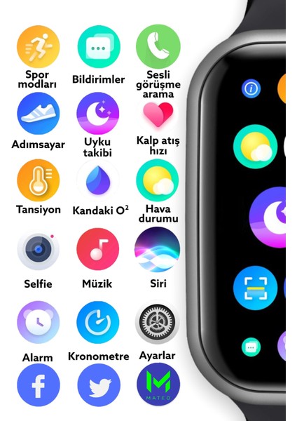 MWT500 Akıllı Saat Ios Android Destekli Arama Özeliği Sensörlü 2022 Son Nesil