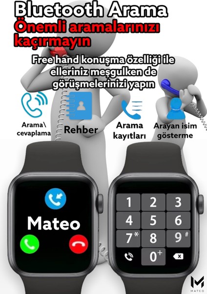 MWT500 Akıllı Saat Ios Android Destekli Arama Özeliği Sensörlü 2022 Son Nesil