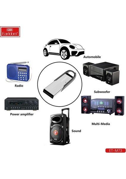 M.tk moveteck M73 Fm 5.0 Bluetooth Kablosuz Mini Araç Kiti Wireless USB Aux Dönüştürücü +Hoparlör Çevirici Metalik