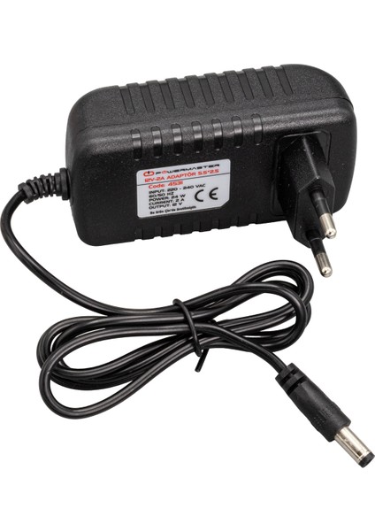 Powermaster PM-4531 12 Volt - 2 Amper 5.5*2.5 Uçlu Plastik Kasa Priz Tipi Adaptör