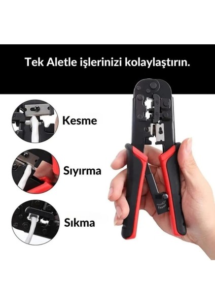 Telefon Pensesi Network RJ45 RJ11 RJ12 Kablo Sıkma Kesme Sıyırma Pense