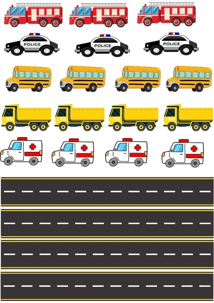 Trafik Levhaları, Araçlar ve Yollar Çocuk Odası Duvar Sticker Set