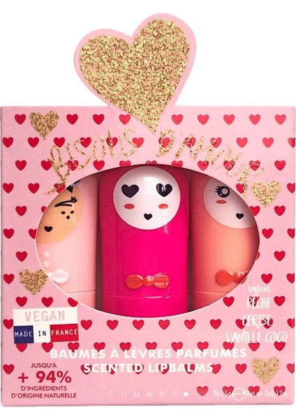 İnuwet Gift Set Of 3 Lip Balms Ultra Red Bisous 3'lü Lip Balm Set