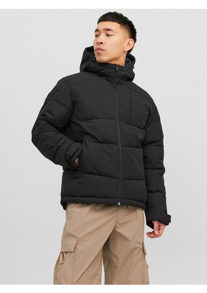 Kapüşonlu Dark Black Erkek Mont 12214648