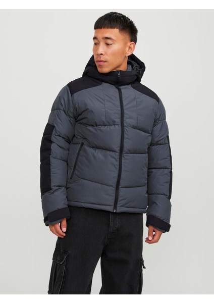 Kapüşonlu Gray-Black Erkek Mont 12214648