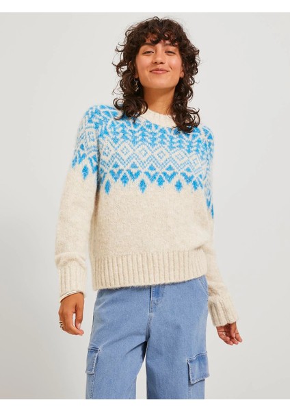 Bisiklet Yaka Kemik-Mavi Kadın Kazak 12246518