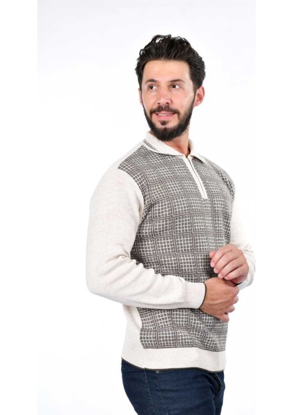 Erkek Çelik Örgü Kazayağı Model Gömlek Yaka Fermuarlı Polo Yaka Tüylenmeyen Triko Kışlık Baba Kazak modelleri