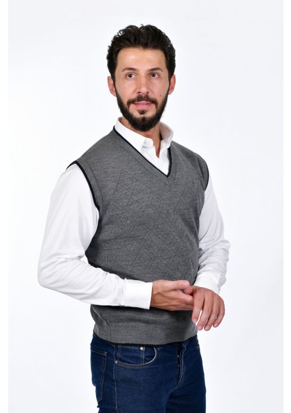 Erkek Çelik Örgü Intersiye Kışlık Kalın Triko V Yaka Triko Örgü Tüylenmez Baba Süveter modelleri