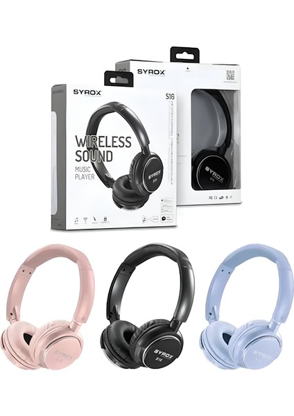 Bluetooth Kulaküstü Kulaklık Kablosuz + Mikrofonlu Syrox S16 Kaliteli Wesafe modelleri