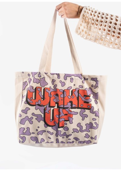 "wake Up" Canvas Tote Omuz ve Plaj Çantası fiyatları