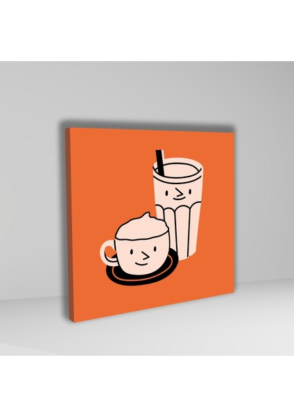 3'lü Kare Kanvas Mutfak Tablo Seti Eğlenceli Bardaklar fiyatları