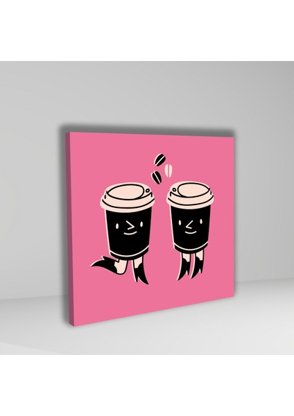 3'lü Kare Kanvas Mutfak Tablo Seti Eğlenceli Bardaklar fırsatları