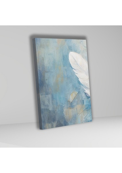 3'lü Kanvas Tablo Seti Yağlı Boya Dokulu Beyaz Şans Tüyü Görseli fiyatları