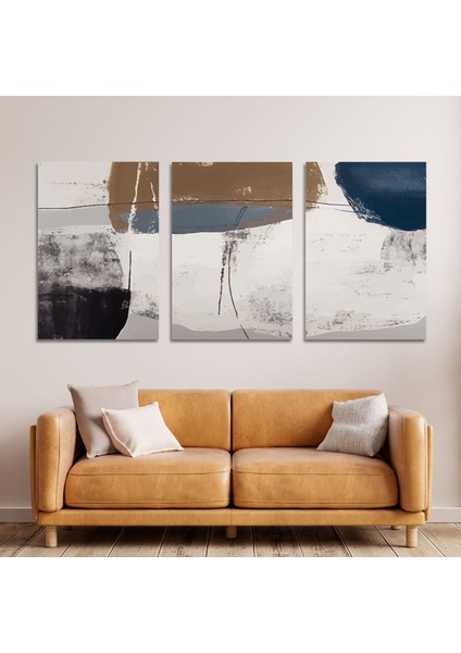3'lü Kanvas Tablo Seti Pastel Renklerde Soyut Tasarım
