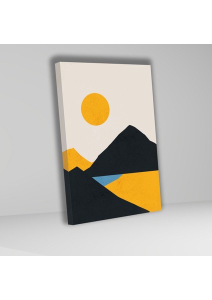 3'lü Kanvas Tablo Seti Soyut Gün Doğumu ve Dağ Manzarası modelleri