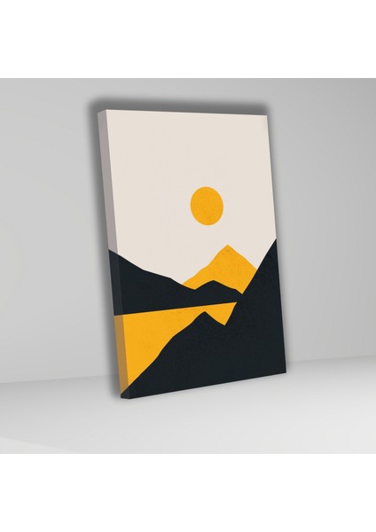3'lü Kanvas Tablo Seti Soyut Gün Doğumu ve Dağ Manzarası fırsatları