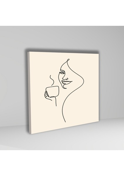 3'lü Kare Kanvas Mutfak Tablo Seti Çizgisel Kahve Içen Kadın fiyatları