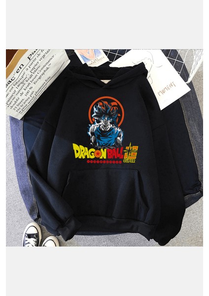 Dragon Ball Süper Siyah Kapşonlu Sweatshirt