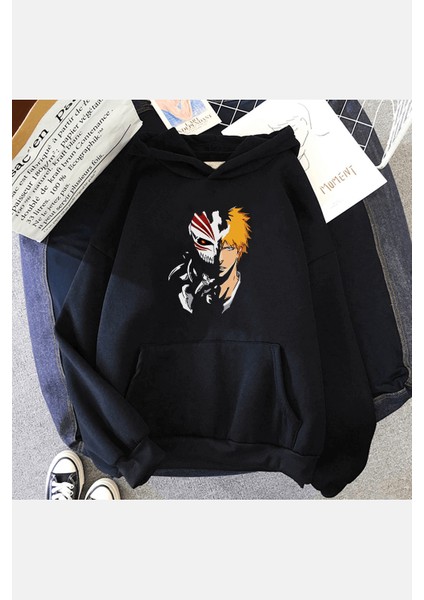 Bleach Ichigo Hollow Siyah Kapşonlu Sweatshirt