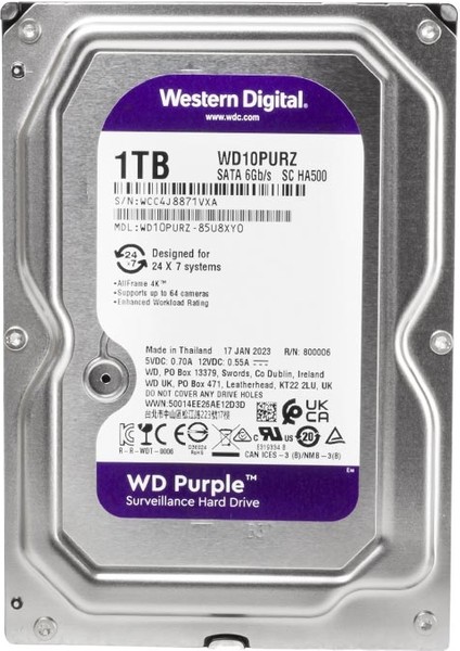 BYR002 Western Digital Purple WD10PURZ 1 Tb Sata 6gb/s 7/24 Güvenlik Harddisk [efsngrck]