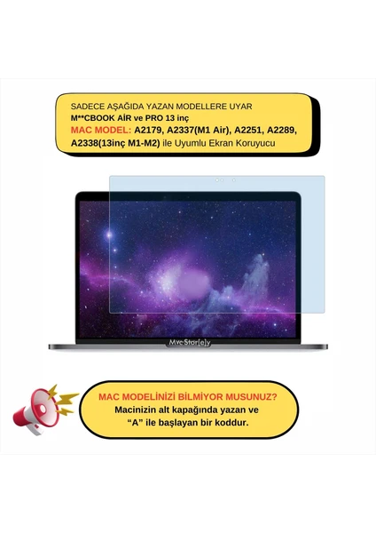 Macbook Air Pro Ekran Koruyucu 13inç M1-M2 A2251 A2289 A2338 A2179 A2337 Uyumlu AntiBlueRay