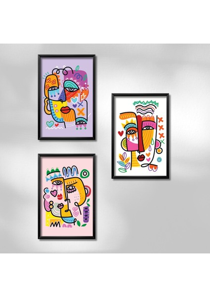 3'lü Ahşap Lamine Çerçeveli Mdf Tablo Pablo Picasso Renkli Portre fiyatları
