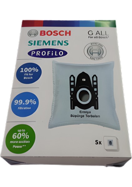 Bosch Siemens Profilo Elektrikli Süpürge 5 Ad Yeni Kutu Toz Torbası ( 4 Litre %100 Ithal A++ Kalite )+Motor Koruma Filtresi