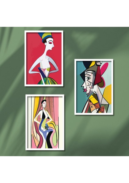 3'lü Ahşap Lamine Çerçeveli Mdf Tablo Pablo Picasso Kübik fiyatları
