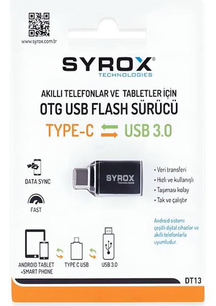 Type-C Dönüştürücü Syrox DT13 Otg Wesafe