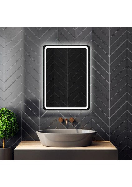 50 x 70 cm Ledli Ayna Ledli Banyo Aynası Yuvarlak Ayna Yuvarlak Banyo Aynası Dekoratif Ayna Işıklı Ayna Salon Aynası