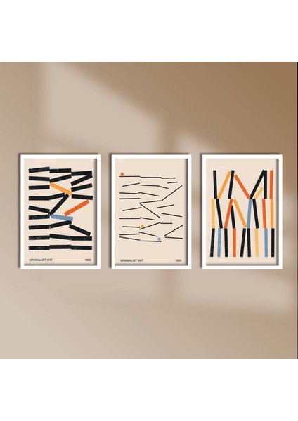 3'lü Ahşap Lamine Çerçeveli Mdf Tablo Minimalist Art 1920 fiyatları