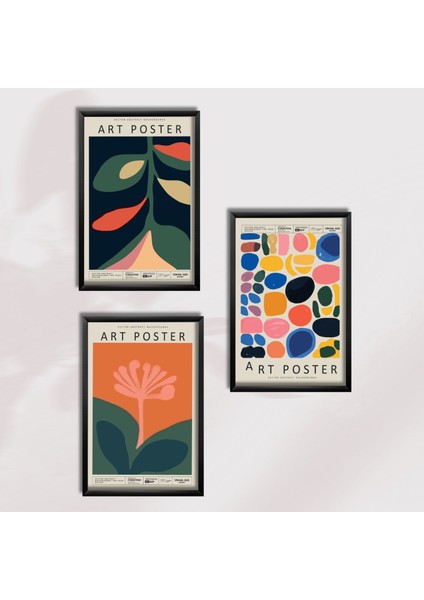3'lü Ahşap Lamine Çerçeveli Mdf Tablo Renkli Art Poster fiyatları