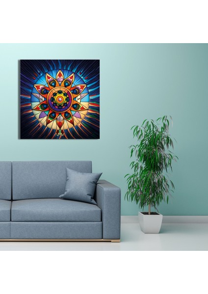 Tekli Kare Kanvas Tablo Yüksek Kalite Renkli Yuvarlak Tasarım