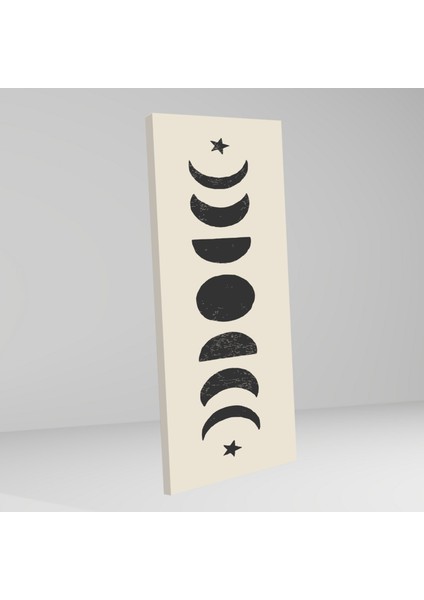 Panaromik Kanvas Tablo Siyah Beyaz Ay Döngüsü ve Yıldız fırsatları