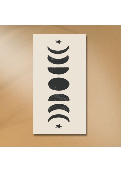 Panaromik Kanvas Tablo Siyah Beyaz Ay Döngüsü ve Yıldız indirimleri