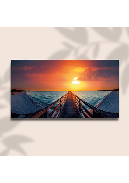 Panaromik Kanvas Tablo Natural Gün Batımı Deniz ve Iskele modelleri